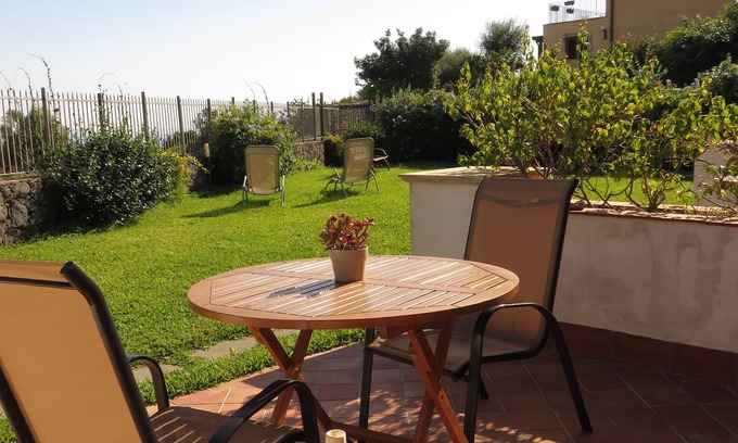 Santa Tecla Appartement | Studio avec terrasse privée, piscine et vue sur la mer wifi