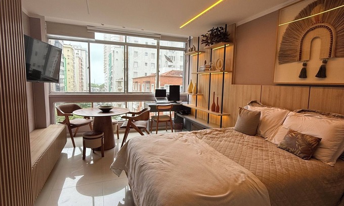 Boqueirao Appartement | Studio with unobstructed sea views, luxury and comfort 1 block from the beach!