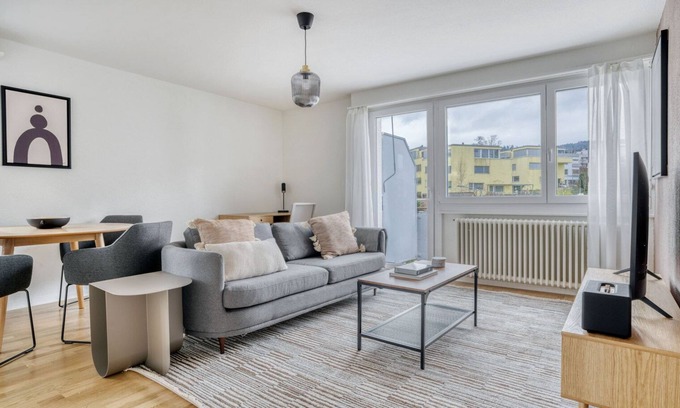 Altstetten Appartement | Sunlit Altstetten 3 Room w/ Storage & W/D, nr Local Market, by Blueground