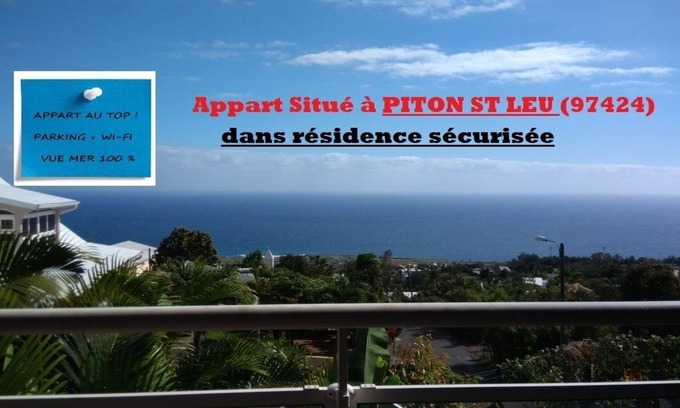 Piton Saint-Leu Appartement | T2 vue mer 100% + parking+ wifi