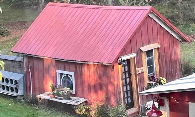 Trumansburg Cabine | The Coop at CrowNestFarm! Dog Welcome! Communal Rec Room-Bathroom-Kitchenette