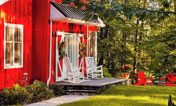 Lanexa Maison | The Tiny Red Barn on the Reservoir - A Private Oasis Near Williamsburg Virginia