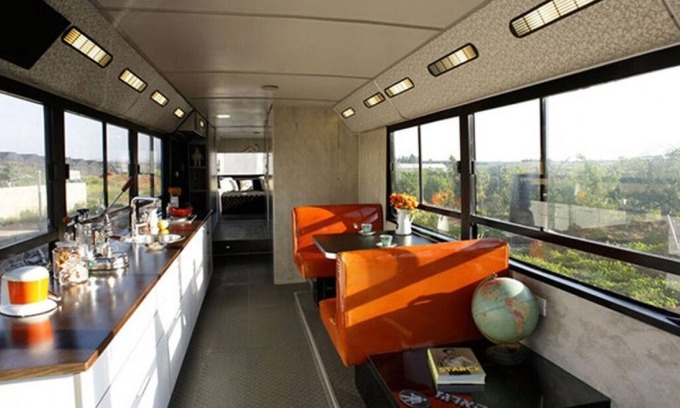 Savyon Maison | This public bus was converted into a cool and comfortable living space. Located.