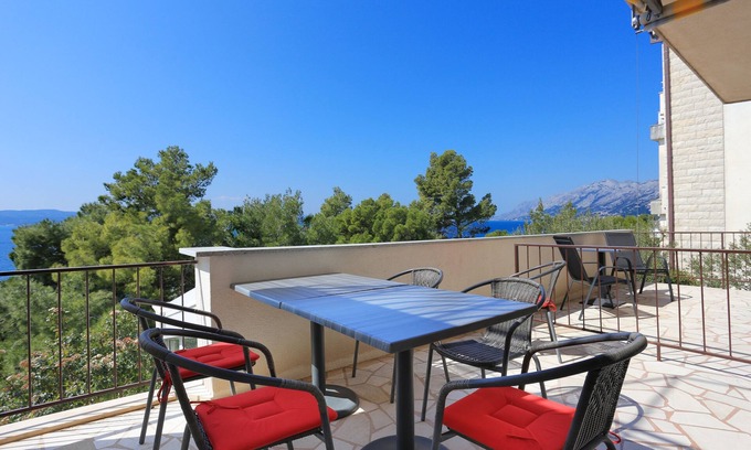Brela Appartement | Appartement de trois chambres avec la terrasse et la vue sur le mer Brela, Makarska (A-2718-a)