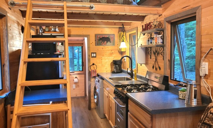 Nevis Maison | Tiny bungalow secluded in the woods with lake view. Pets accepted!