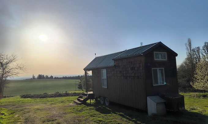 Silverton Cabine | "Tiny Home" at Buena Vista Lavender Farm with private porch and a stunning view