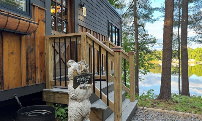 Lochmere Cabine | Tiny Pine Lakefront Cabin with Dock, Fire Pit & BBQ