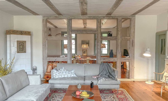 Luckow Maison | traumHaff Ancien monument protégé, 2 cheminées, sauna, bateau sur la mer Baltique