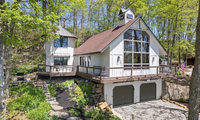 Bentonville Maison | Unique and secluded A frame home on 31 acres with hot tub.