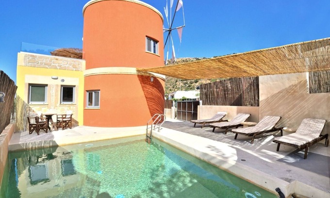 Drapanias Villa | Unique Mill Villa - Private Pool&Jacuzzi-Stunning View