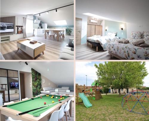 Verdun Appartement | Verdun Centre - Full climatisation - 3 chambres - 7 couchages - 10 personnes - Parking Proche - Terrain 800m2 - Balnéothérapie - Air de jeux extérieurs - TOP CONFORT - Géré par PrestaZen'Services