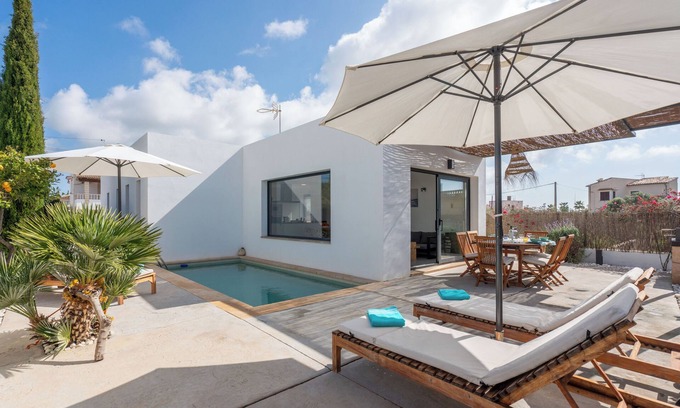 Sa Rapita Villa | 5 min. à pied du CN de Sa Ràpita/Es Trenc, Wifi100Mb, A/C, TV, piscine, barbecue