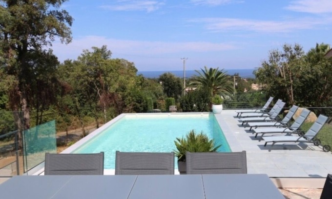 Santa-Maria-Poggio Villa | Villa CORSIC' HOUSE climatisée 8 personnes VUE MER ! Entre Montagne et Mer