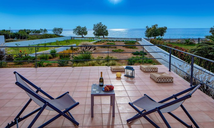Fragkokastello Villa | Villa Sea Sand - Sunset View Beachfront Villa Near Tavernas & Shops