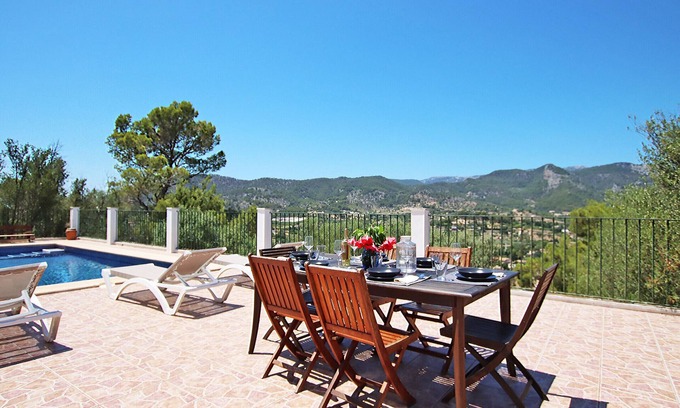 Alaro Chalet De Ski | Villa Ses Costes with private pool, garden and panoramic views of the mountains in Alaró