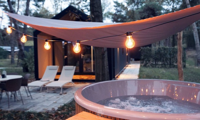 Municipality of Hellendoorn Chalet De Ski | Wellness Lodge with hot tub in the woods on the Sallandse Heuvelrug