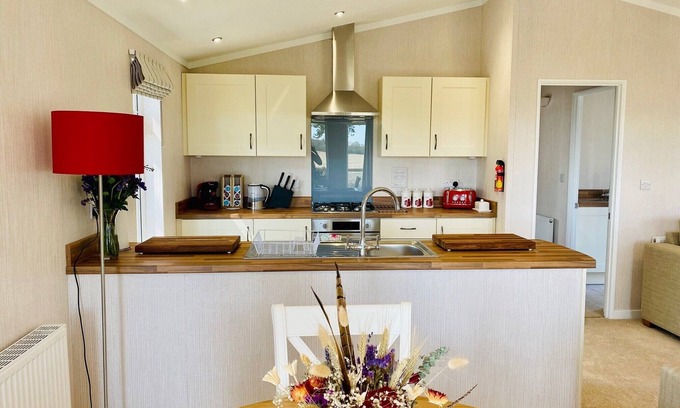 Ryther Appartement | Prestige-Lodge-Douche-Vue sur la campagne