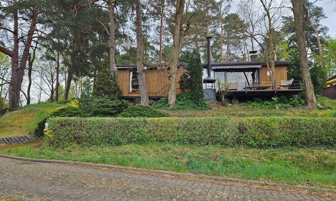 Schwielochsee Maison | Wonderful view of the bathing lake from the terrace of the bungalow