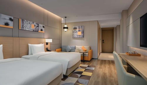 Chambre, 2 lits une place, vue parc