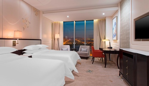 Chambre, 2 lits une place, vue ville