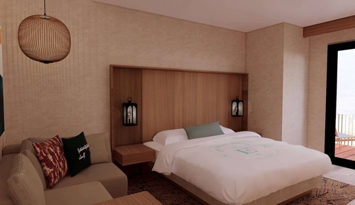 Chambre, 1 très grand lit, accessible aux personnes à mobilité réduite (Hearing)