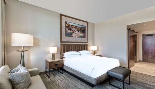 Chambre, 1 très grand lit, accessible aux personnes à mobilité réduite (Roll-In Shower)