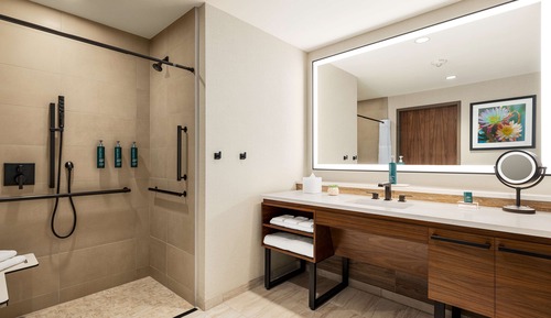 Chambre, 2 grands lits, accessible aux personnes à mobilité réduite (Roll-In Shower)