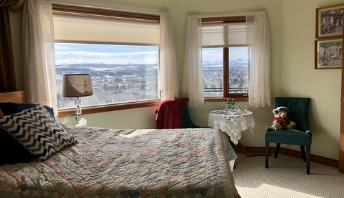 Chambre Double, 1 grand lit, salle de bains attenante, vue montagne