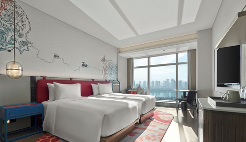 Chambre avec lits jumeaux, vue fleuve