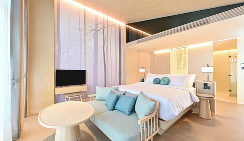 Chambre, terrasse, vue jardin