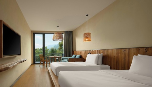 Chambre, 2 lits une place, vue fleuve