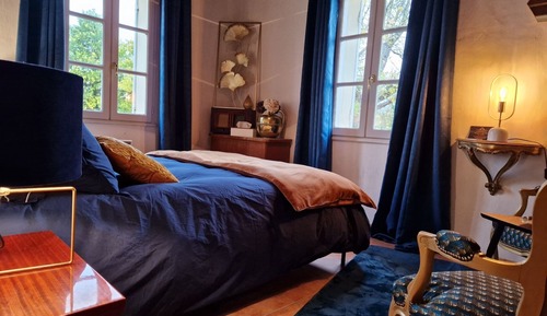 Chambre Double, salle de bains commune, vue jardin