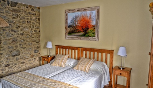 Chambre avec lits jumeaux, 2 lits une place, vue montagne