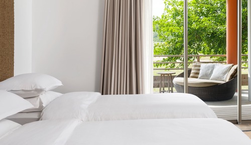 Chambre, 2 lits une place, non-fumeurs, vue jardin (Balcony)