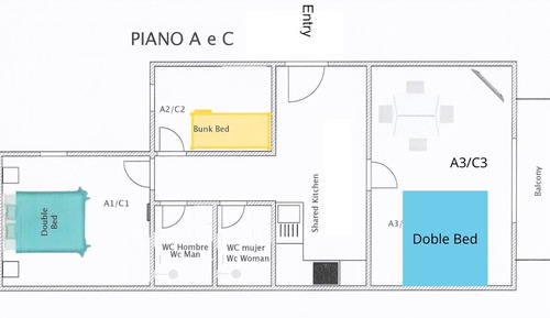 Chambre Double, salle de bains commune (Riva A2)