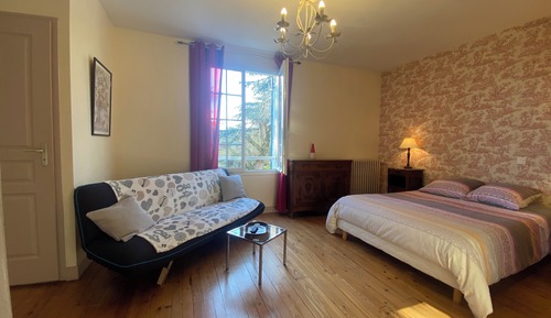 Chambre Familiale, 1 grand lit et 1 canapé-lit, salle de bains attenante