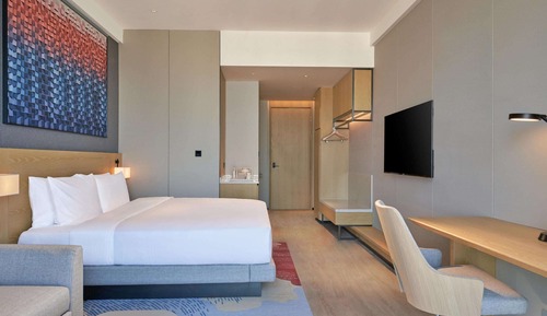 Chambre, 1 très grand lit et 1 canapé-lit, vue océan