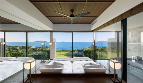 Chambre Deluxe avec lits jumeaux, vue océan, en angle