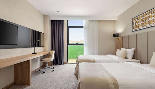 Chambre, 2 lits une place, vue ville