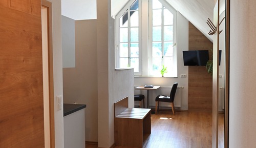 Studio Confort, 1 grand lit et 1 canapé-lit, non-fumeurs, cuisine