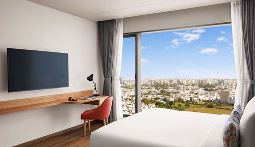 Chambre, 1 très grand lit, avec vue