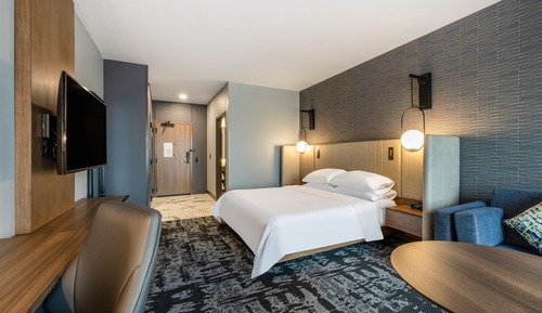 Chambre, 1 très grand lit et 1 canapé-lit, accessible aux personnes à mobilité réduite