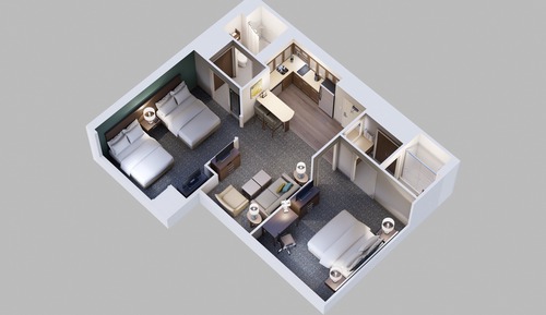 Suite, 2 chambres, accessible aux personnes à mobilité réduite, cuisine (Communications)