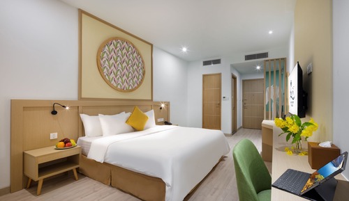 Chambre Supérieure, 1 grand lit, balcon, vue partielle sur la mer (Double)