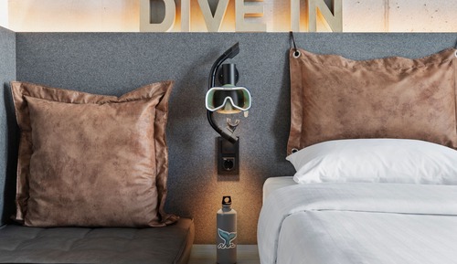 Chambre, 1 grand lit, vue ville
