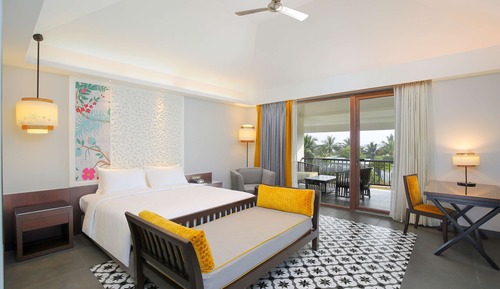 Chalet, balcon, vue lagon