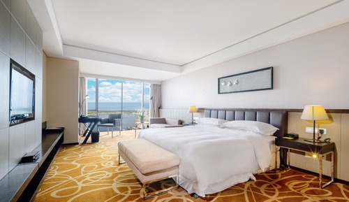 Chambre, 1 très grand lit, vue mer