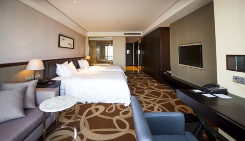 Chambre, 2 lits doubles, vue mer
