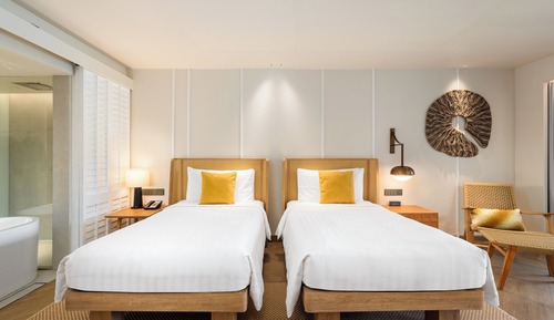 Chambre Club, 2 lits une place, vue lagon
