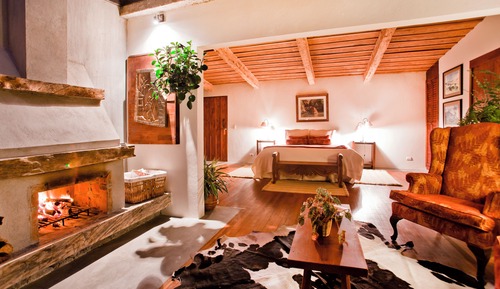Suite Luxe, cheminée, vue jardin